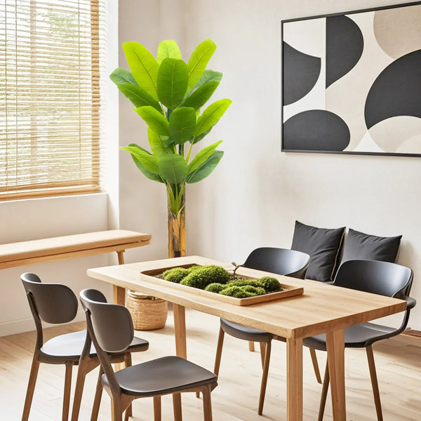 Artificial Banana Leaf Plant with Triple Stalks,Faux Banana Silk Tree,Tropical Fake Leaves Plants Indoor for Home Office - Elite Outdoor Living