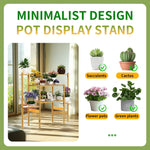 6 Tier Natural Bamboo Plant Stand Holder Corner Flower Pot Display Book Photo for Living Room Balcony Garden - Elite Outdoor Living