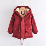 Winter Kids Clothes Plus Velvet Thicken Warm Jacket for Girls Casual Zipper Boys Outerwear Solid Versatile Children's Clothing