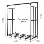 70" Outdoor Metal Log Store Stack Holder Wood Firewood Rack Garden Storage Shed with Waterproof Roof - Elite Outdoor Living