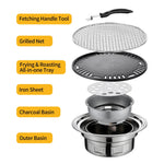 13Inch Korean BBQ Grill Multifunctional Charcoal Barbecue Grill Round Camping Grill Stove Tabletop Smoker Grill Grilled Net&Tray - Elite Outdoor Living
