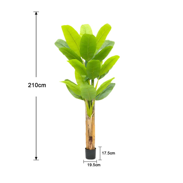 Artificial Banana Leaf Plant with Triple Stalks,Faux Banana Silk Tree,Tropical Fake Leaves Plants Indoor for Home Office - Elite Outdoor Living
