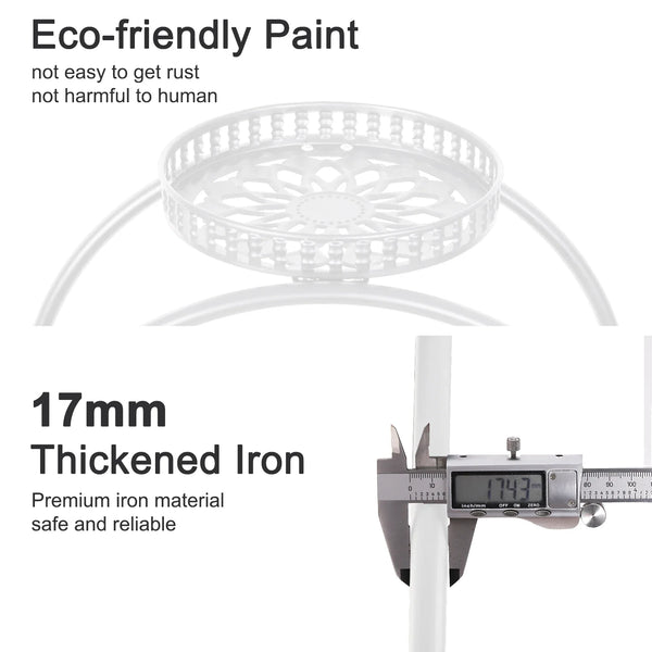 6 Potted Metal Plant Stand Garden Cart Flower Pots Rack Holder Display Shelf with Wheels for Patio Porch Balcony Decoration - Elite Outdoor Living