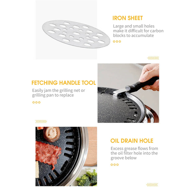 13Inch Korean BBQ Grill Multifunctional Charcoal Barbecue Grill Round Camping Grill Stove Tabletop Smoker Grill Grilled Net&Tray - Elite Outdoor Living
