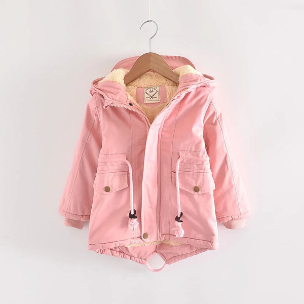 Winter Kids Clothes Plus Velvet Thicken Warm Jacket for Girls Casual Zipper Boys Outerwear Solid Versatile Children's Clothing