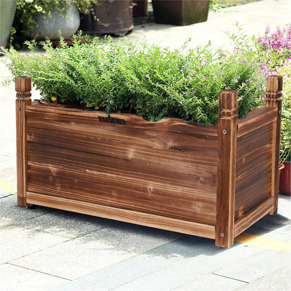 Wooden Raised Flower Bed Indoor Outdoor Vegetable Herb Planter Pot Garden Bed Flower Display - Elite Outdoor Living