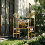 6 Tier Natural Bamboo Plant Stand Holder Corner Flower Pot Display Book Photo for Living Room Balcony Garden - Elite Outdoor Living