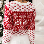 Women Sweater Christmas Snowflake Knitted Long Sleeve O Neck Ladies Jumper Fashion Casual Winter Autumn Printed Pullover Clothes