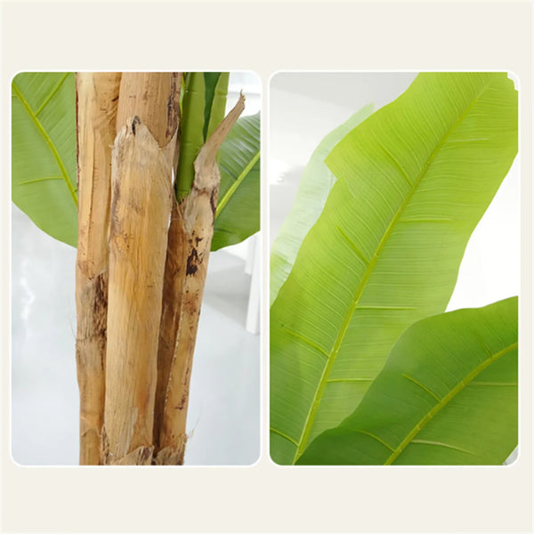 Artificial Banana Leaf Plant with Triple Stalks,Faux Banana Silk Tree,Tropical Fake Leaves Plants Indoor for Home Office - Elite Outdoor Living