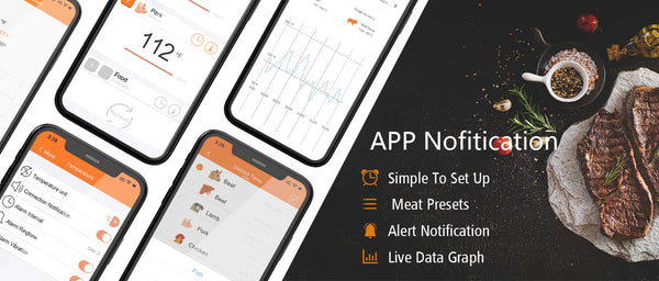 Wireless Bluetooth Meat Thermometer Digital BBQ Kitchen Thermometer Support 6 Probe for Smoker Cooking Grill Oven Candy - Elite Outdoor Living