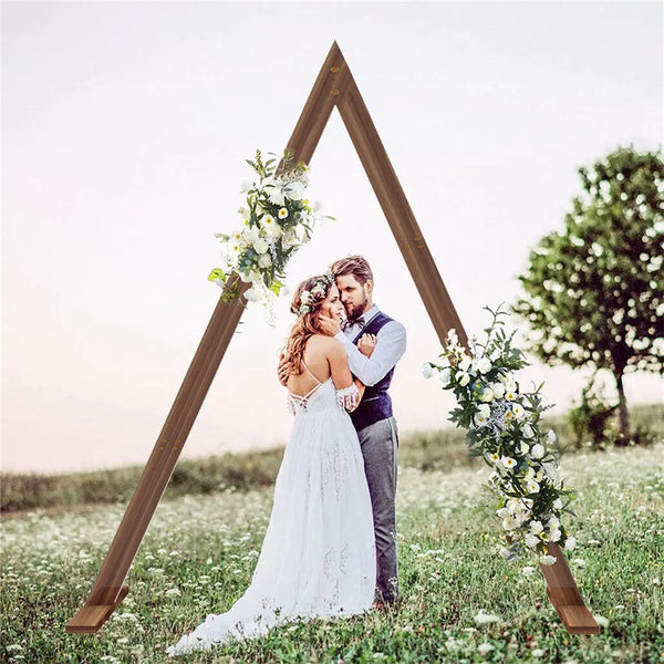 10.2FT Tall Rustic Triangle Wedding Arch Thicken Wooden Backdrop Stand Frame for Garden Wedding Ceremony Decorations - Elite Outdoor Living