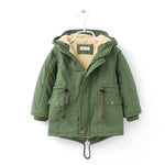 Winter Kids Clothes Plus Velvet Thicken Warm Jacket for Girls Casual Zipper Boys Outerwear Solid Versatile Children's Clothing