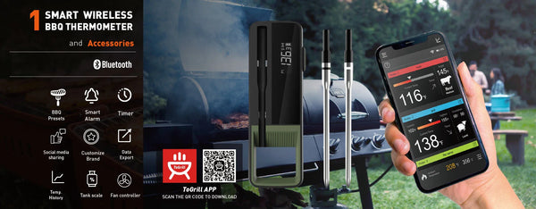 Wireless Bluetooth Meat Thermometer Digital BBQ Kitchen Thermometer Support 6 Probe for Smoker Cooking Grill Oven Candy - Elite Outdoor Living