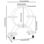 6 Potted Metal Plant Stand Garden Cart Flower Pots Rack Holder Display Shelf with Wheels for Patio Porch Balcony Decoration - Elite Outdoor Living