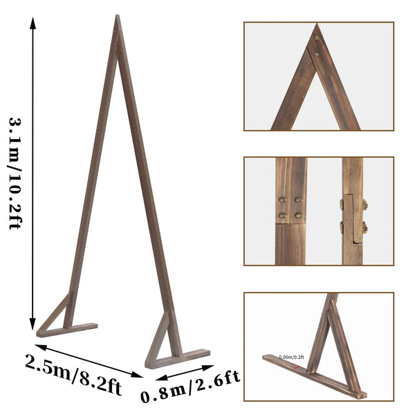 10.2FT Tall Rustic Triangle Wedding Arch Thicken Wooden Backdrop Stand Frame for Garden Wedding Ceremony Decorations - Elite Outdoor Living