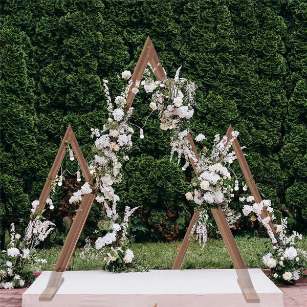 10.2FT Tall Rustic Triangle Wedding Arch Thicken Wooden Backdrop Stand Frame for Garden Wedding Ceremony Decorations - Elite Outdoor Living
