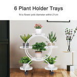6 Potted Metal Plant Stand Garden Cart Flower Pots Rack Holder Display Shelf with Wheels for Patio Porch Balcony Decoration - Elite Outdoor Living