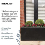 IDEALIST Lite Contemporary Trough Garden Planter, Light Concrete Outdoor Plant Pot H30 L65 W19 cm, 37L - Elite Outdoor Living