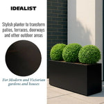 IDEALIST Lite Contemporary Trough Garden Planter, Light Concrete Outdoor Plant Pot H30 L65 W19 cm, 37L - Elite Outdoor Living