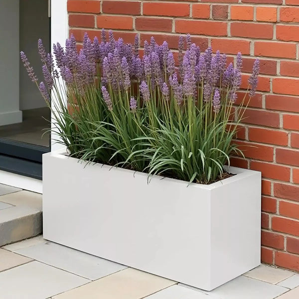 IDEALIST Lite Contemporary Trough Garden Planter, Light Concrete Outdoor Plant Pot H30 L65 W19 cm, 37L - Elite Outdoor Living