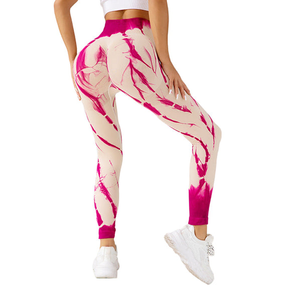 Seamless Tie-Dye Yoga Pants for Women, High-Waisted Fitness Running Workout Leggings