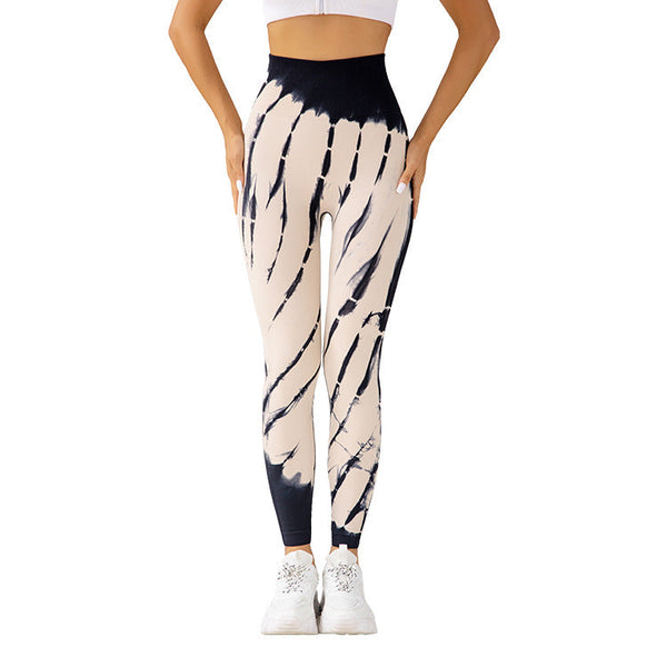 Seamless Tie-Dye Yoga Pants for Women, High-Waisted Fitness Running Workout Leggings