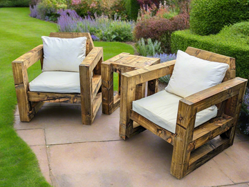 Solid Wood Garden Chair/Lounger Half set