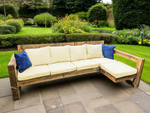 Solid Wood Garden Sofa 4 seat with leg rest
