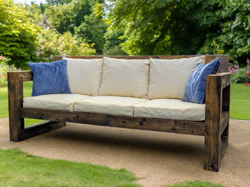 Solid Wood Garden Sofa 3 seat