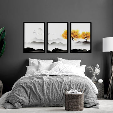 Japanese interior decor | set of 3 wall art prints for bedroom