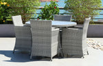 Bridgetown 4 Seater Round Rattan and Polywood Grey Garden Dining Set 120cm - Elite Outdoor Living