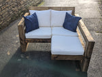 Solid Wood Garden Sofa 2 seat with foot rest