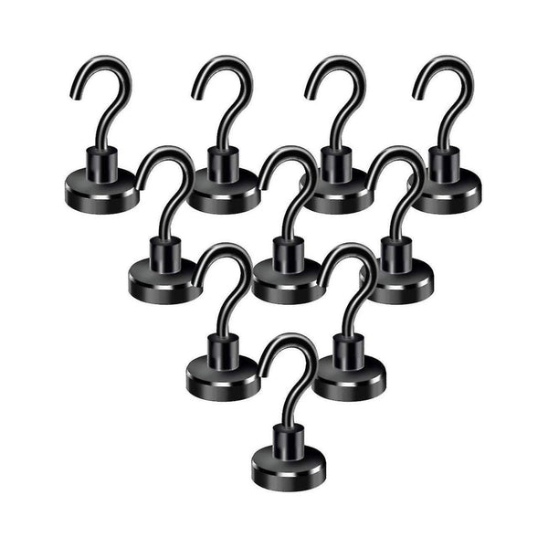 10 Pack Ultra Strong Black Magnetic Hanging Hooks - Elite Outdoor Living