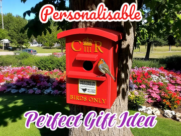 UK Postbox Bird Box | Unique Birdhouse for Gardens & Bird Lovers | Garden Decor | Nest Box | Personalised | Christmas Gift Idea
