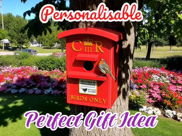 UK Postbox Bird Box | Unique Birdhouse for Gardens & Bird Lovers | Garden Decor | Nest Box | Personalised | Christmas Gift Idea